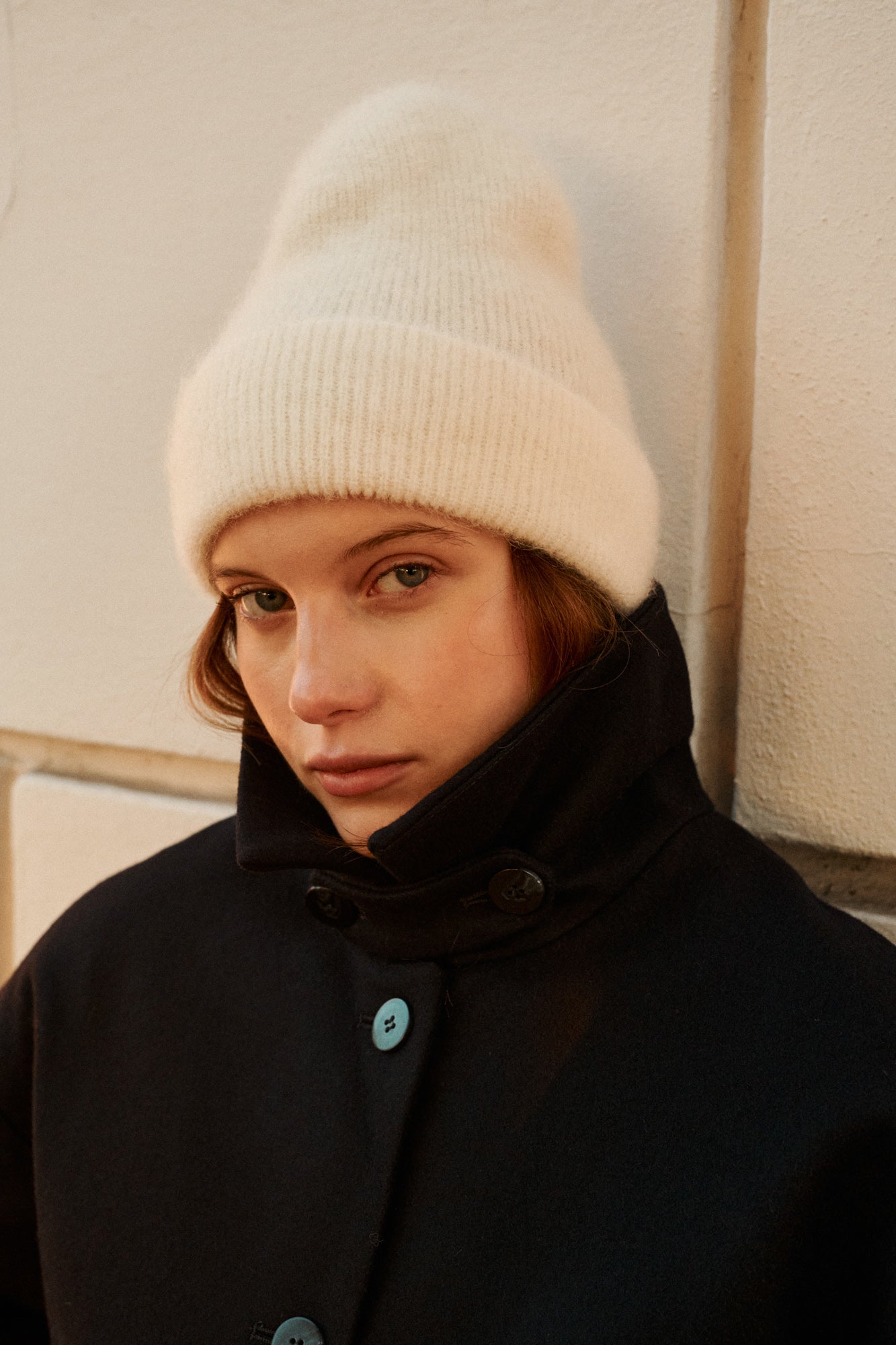 Beanie in mohair & alpaca blend / 21 / 15 / cream white