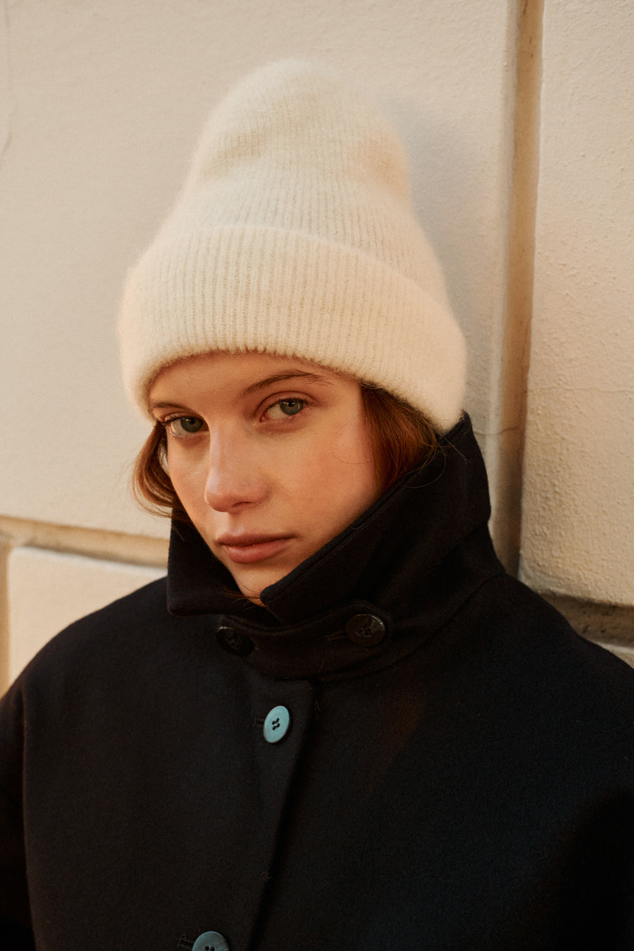 Beanie in mohair & alpaca blend / 21 / 15 / cream white