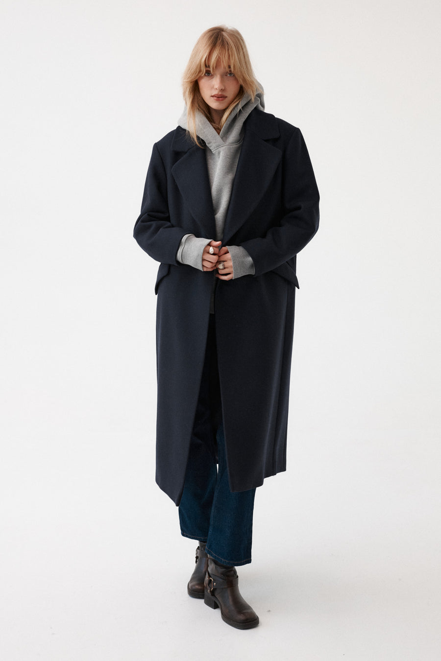 Coat in wool & cashmere blend / 18 / 15 / night blue