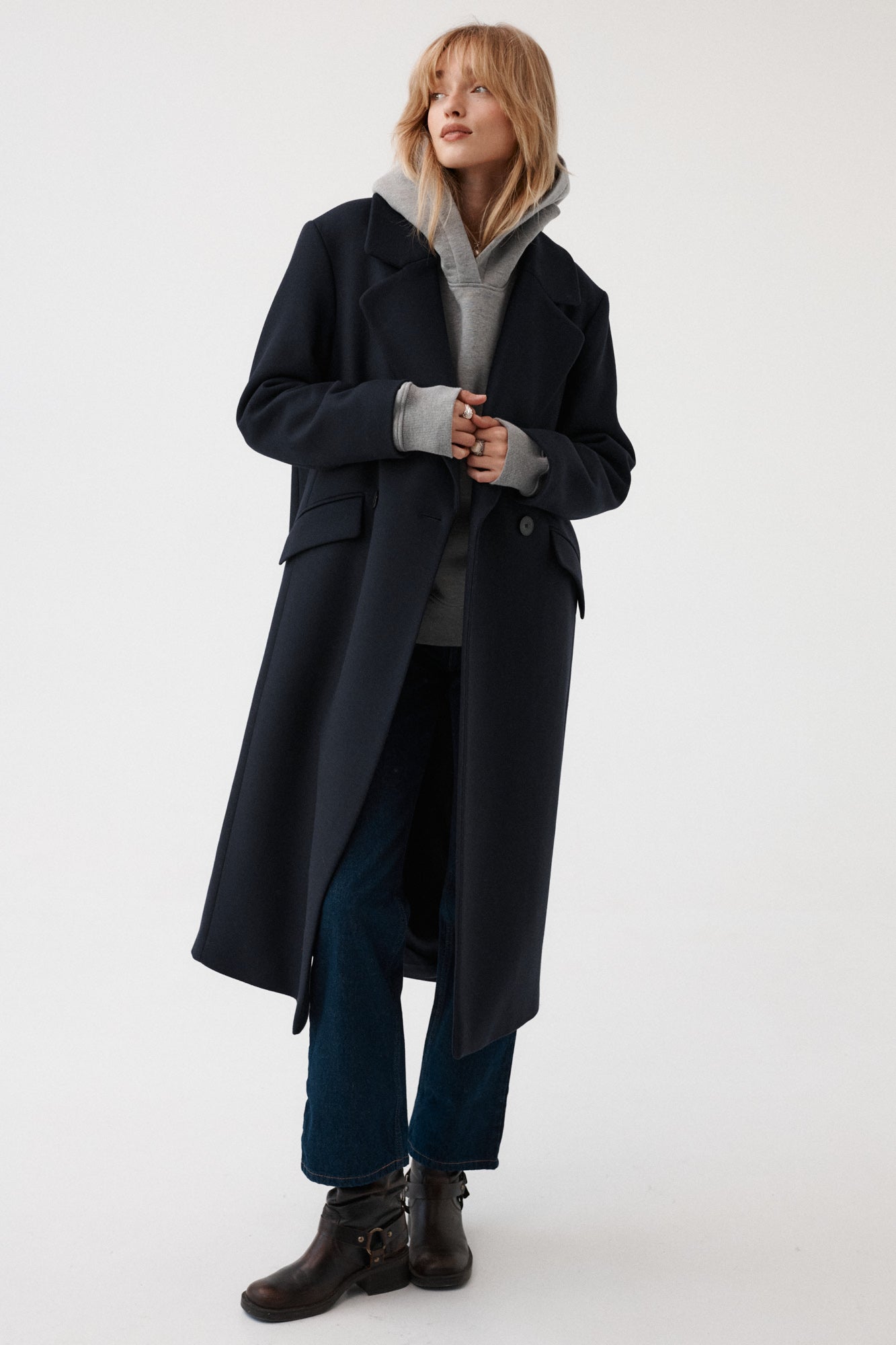 Coat in wool & cashmere blend / 18 / 15 / night blue