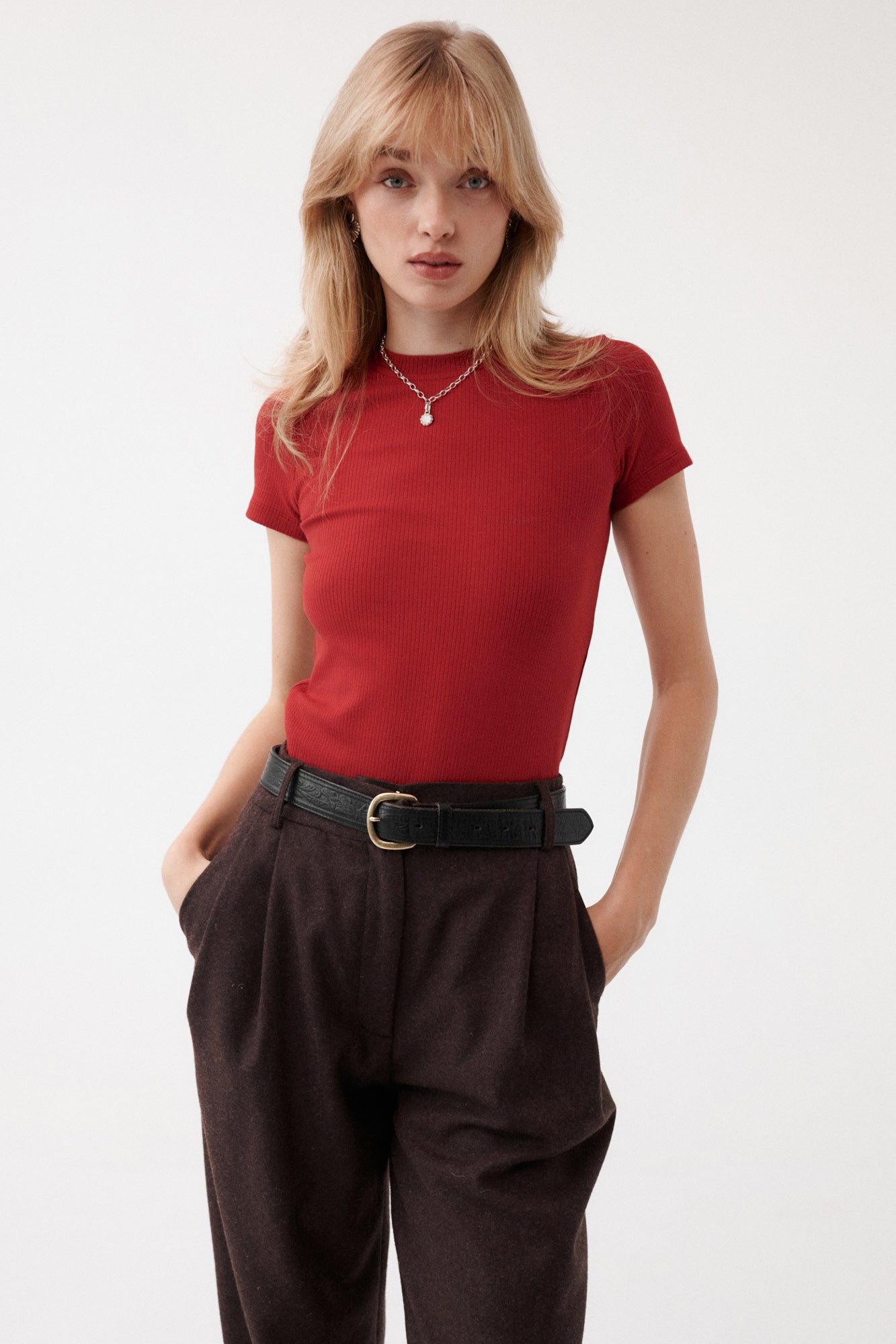 T-shirt in organic cotton / 13 / 04 / maroon red