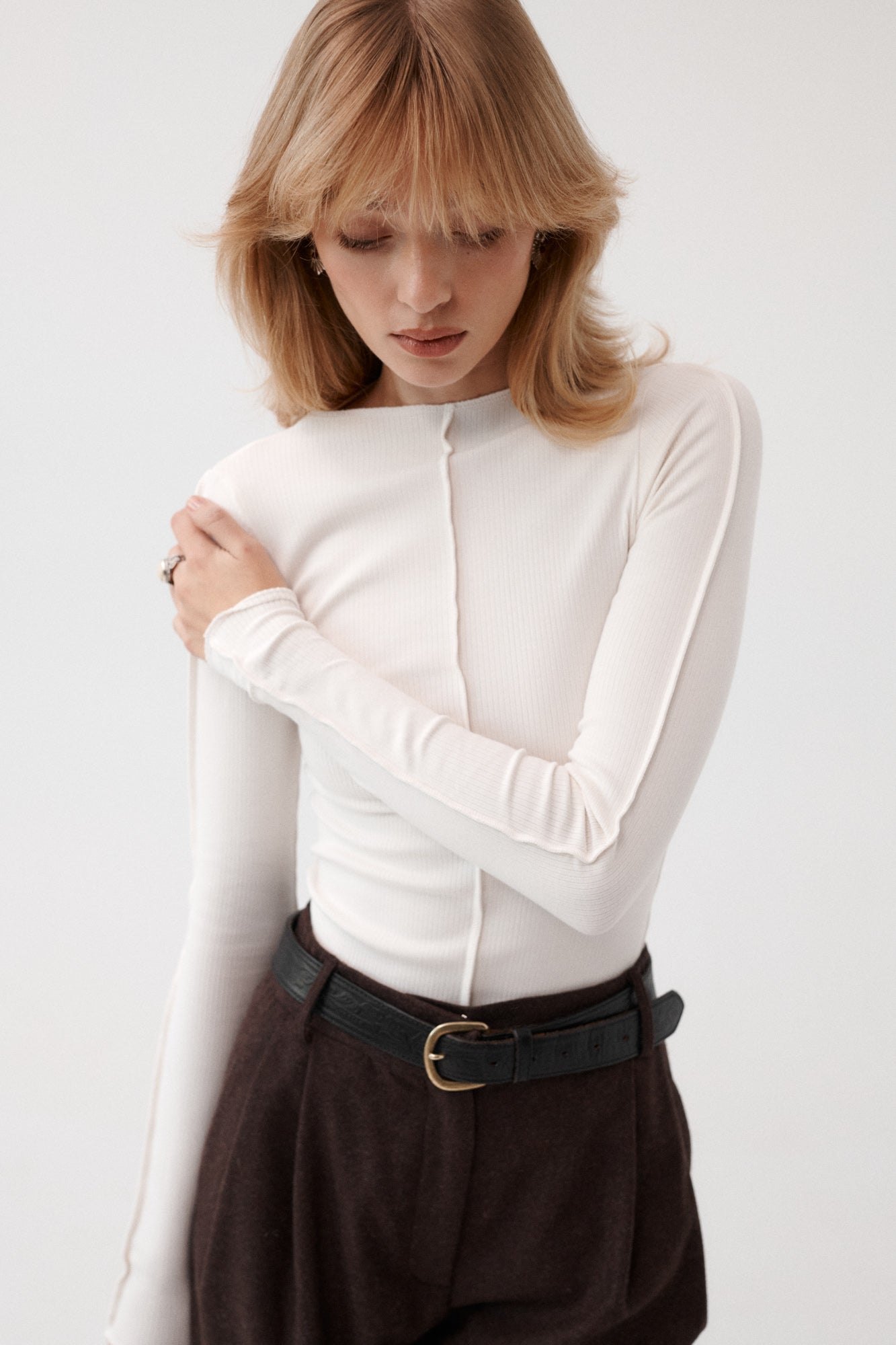 Longsleeve in organic cotton / 14 / 02 / cream white