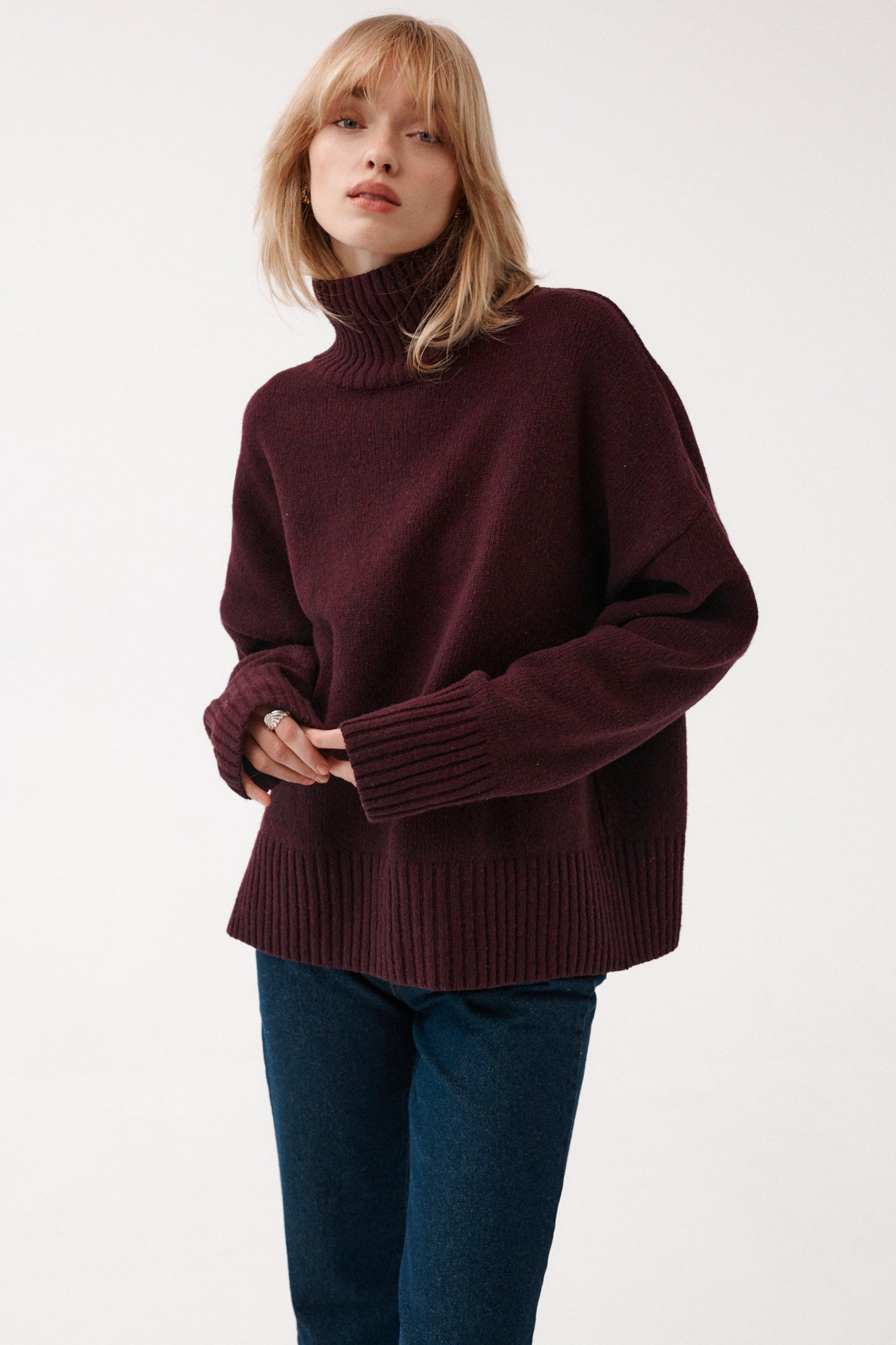 Turtleneck in wool / 16 / 16 / dark plum