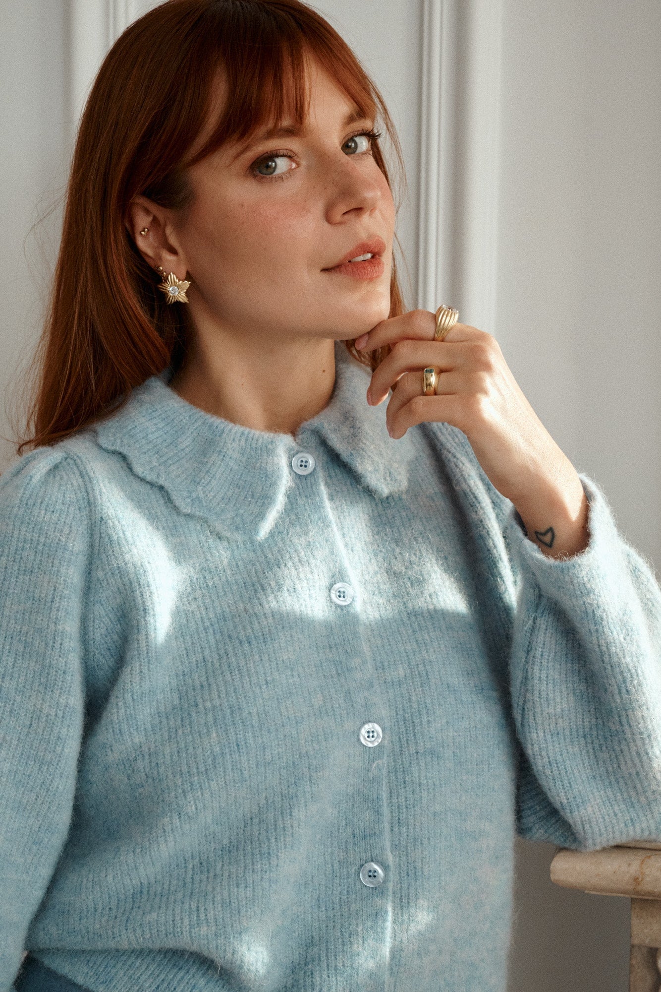 Alpaca wool–blend cardigan / 16 / 23 / glacier blue