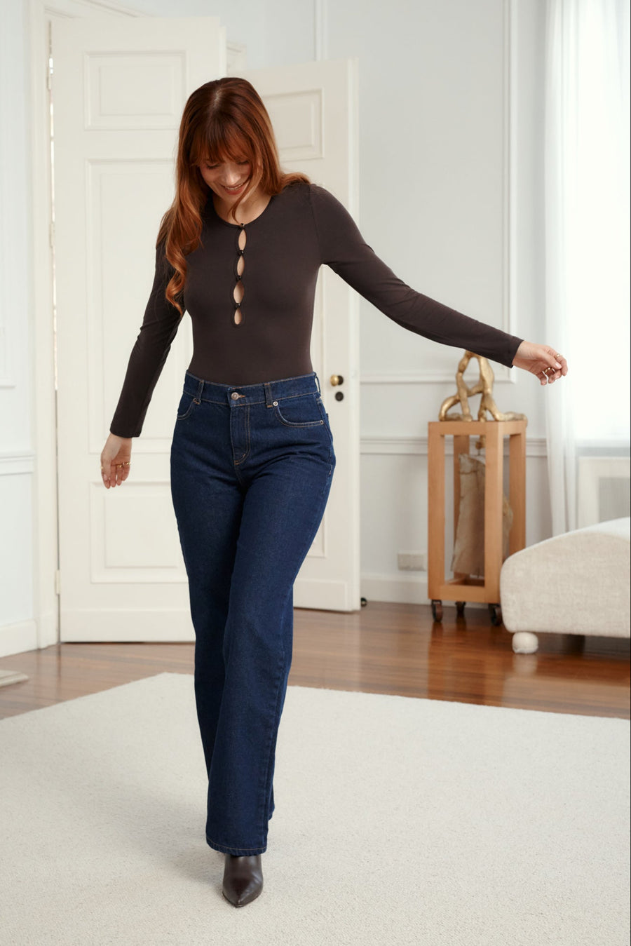 Bodysuit in viscose / 01 / 44 / ebony wood