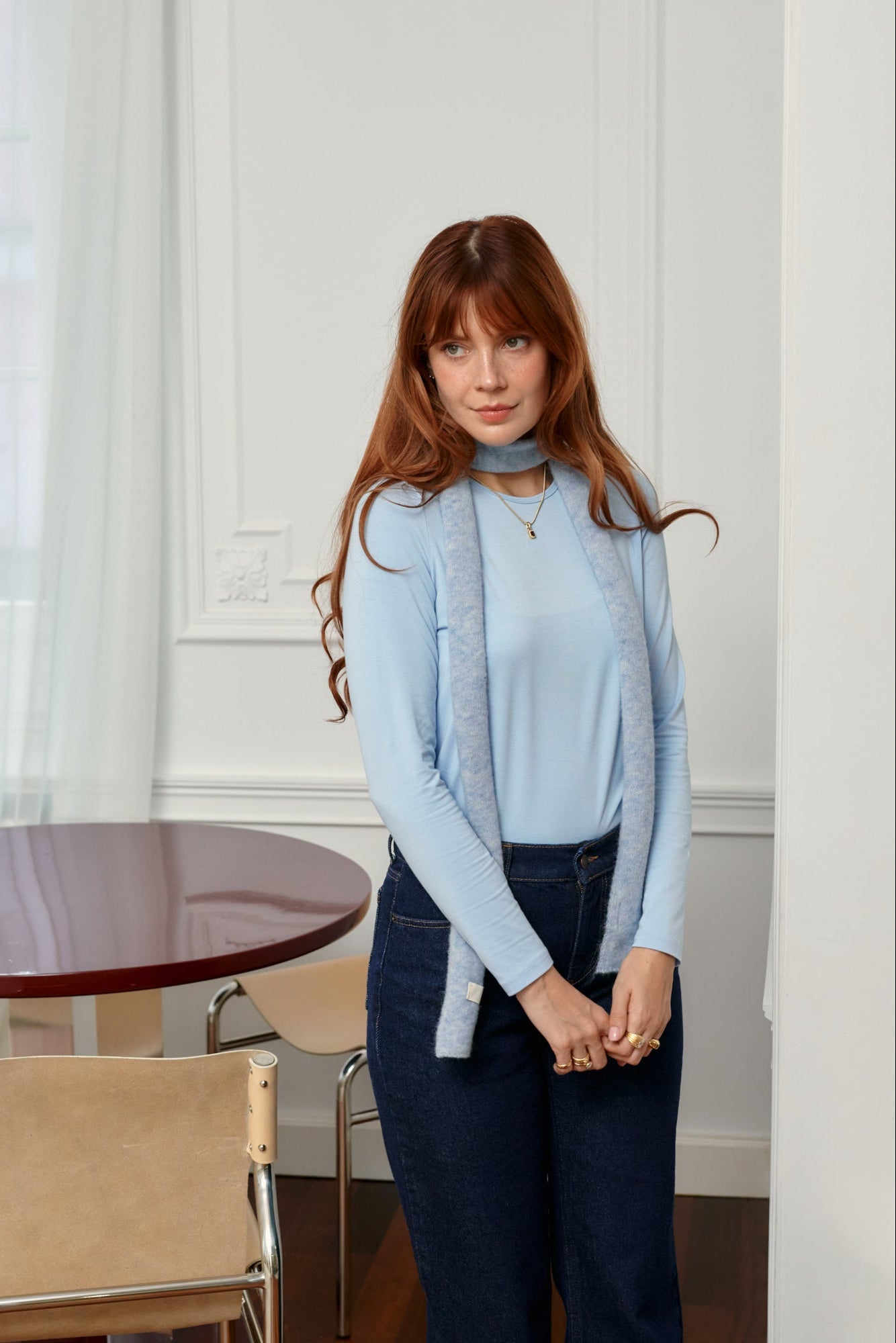 Longsleeve in viscose / 14 / 08 / frozen blue