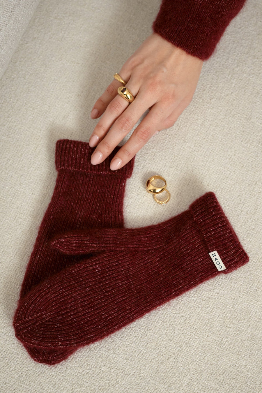 Alpaca wool–blend mittens / 21 / 25 / mauvewood