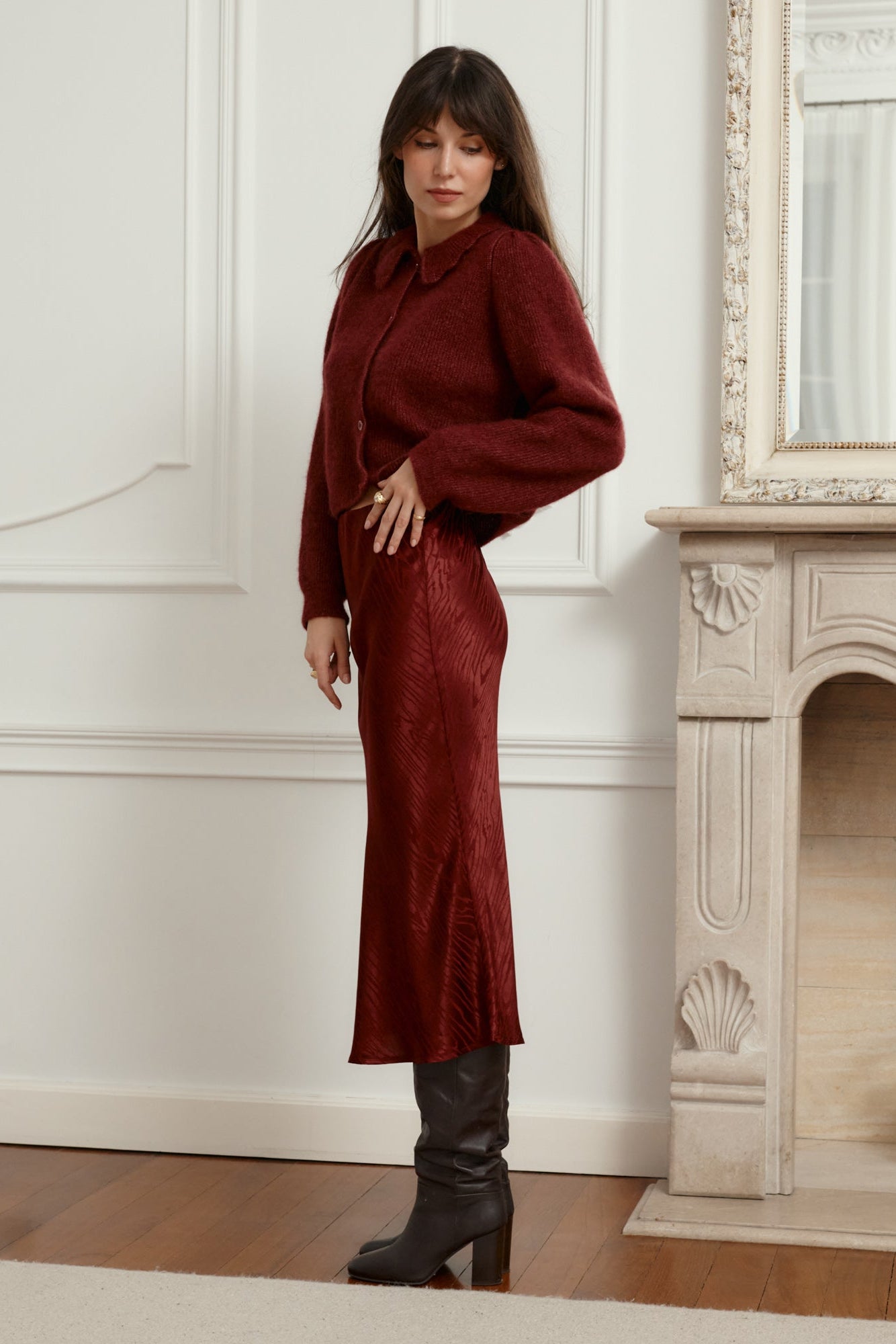 Skirt in viscose / 07 / 13 / bordeaux