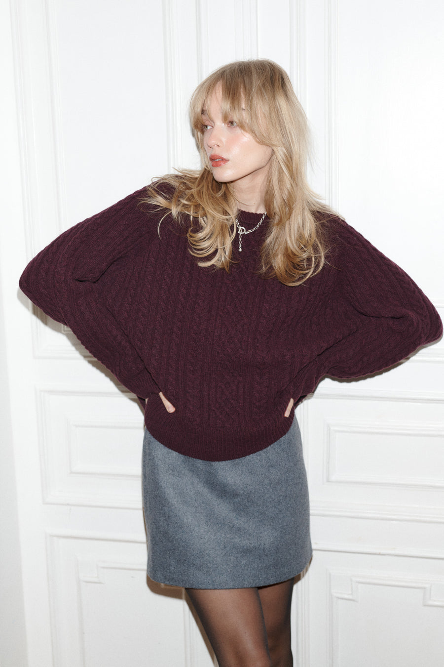 Sweater in wool / 16 / 19 / dark plum