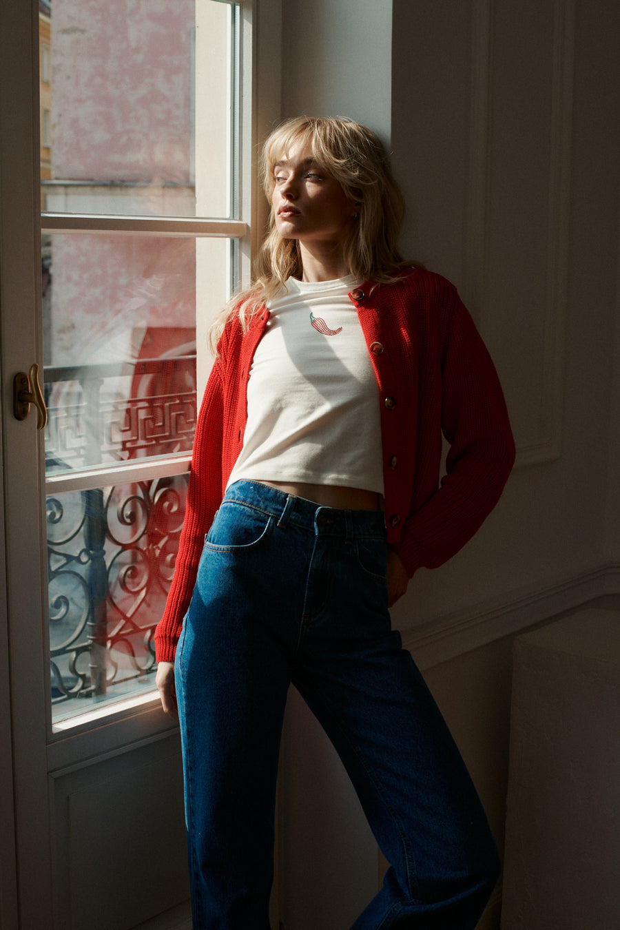 Cardigan in organic cotton / 16 / 25 / orchid red