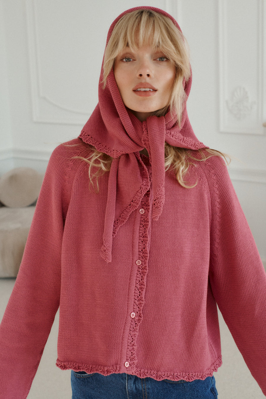 Scarf in organic cotton / 21 / 18 / mauve pink