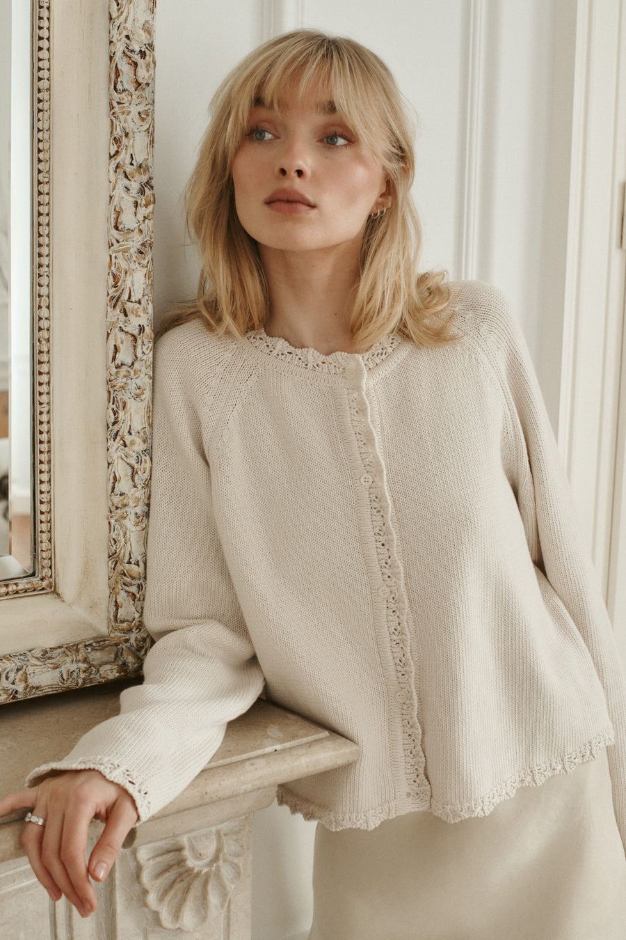 Cardigan in organic cotton / 16 / 18 / cream white