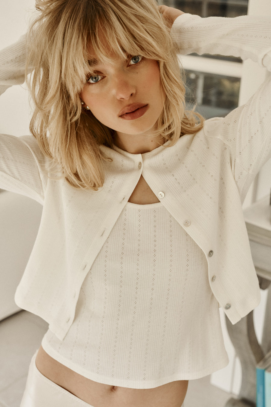 Longsleeve in cotton / 14 / 27 / cream white