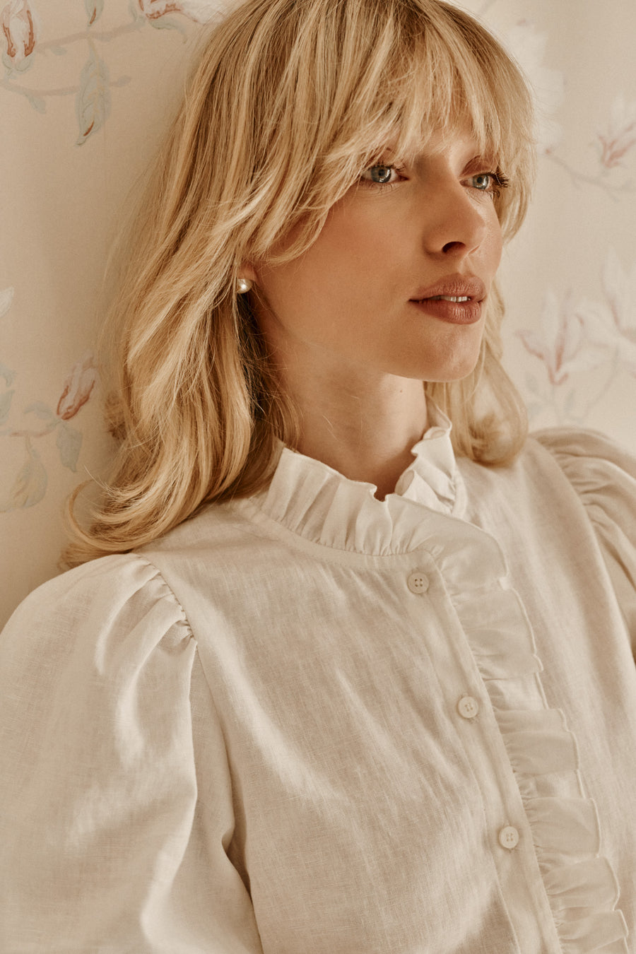 Shirt in linen & viscose / 12 / 32 / cream white