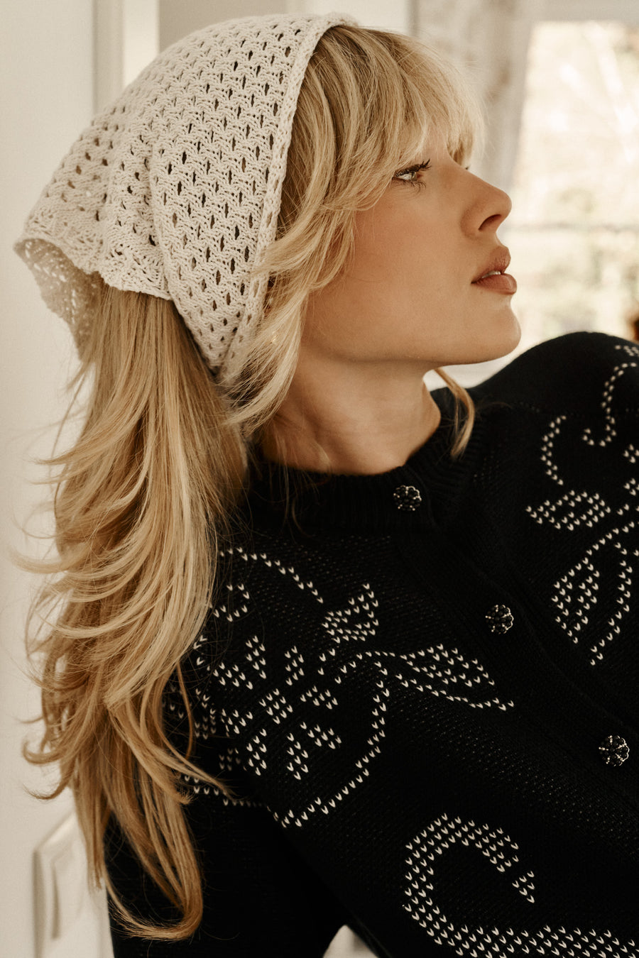 Scarf in organic cotton / 21 / 28 / cream white