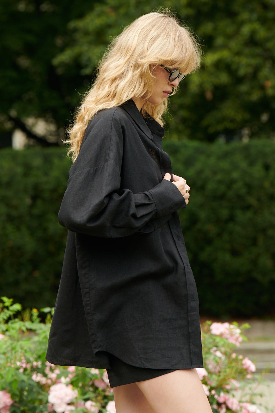 Shirt in linen and viscose / 12 / 16 / onyx black