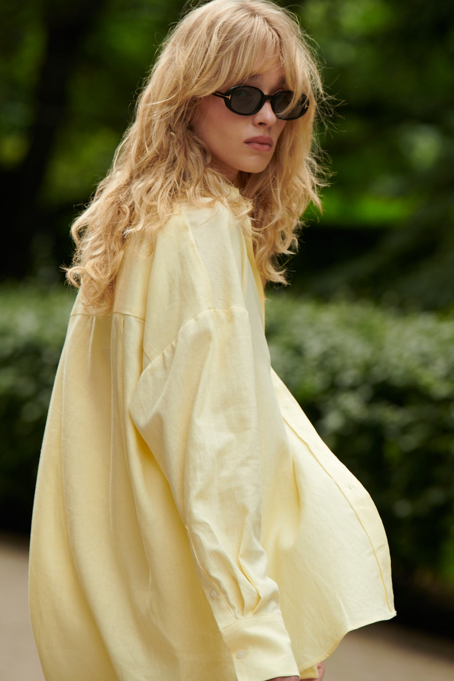 Shirt in linen and viscose / 12 / 16 / lemon sorbet