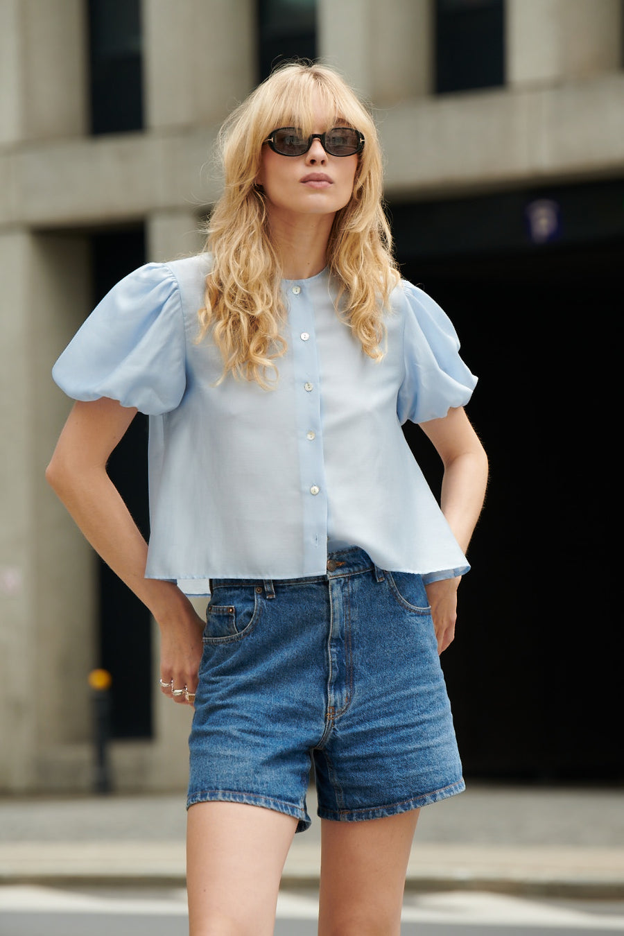 Shirt in tencel / 12 / 33 / blue pearl