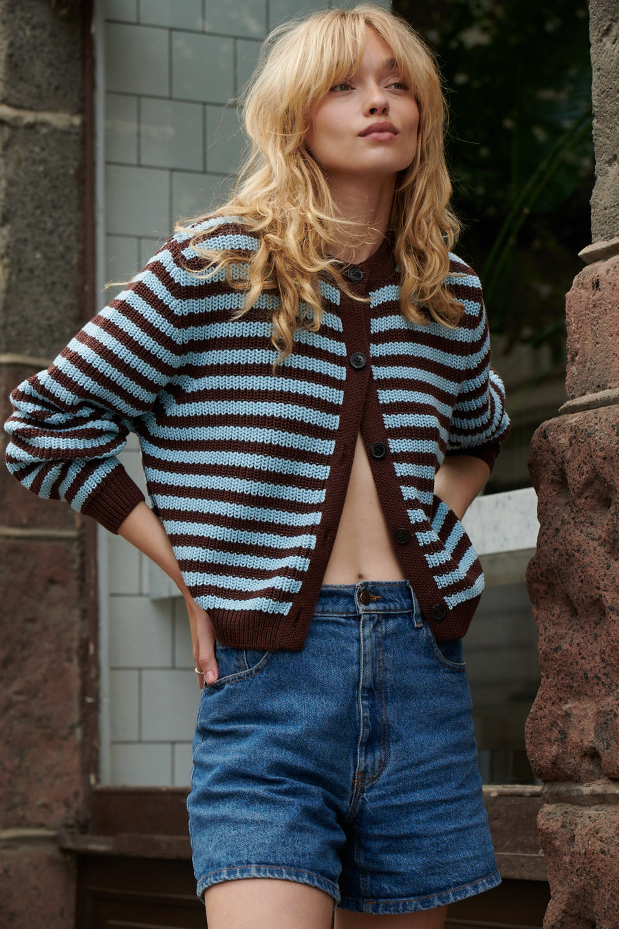 Cardigan in organic cotton / 16 / 29 / espresso blue