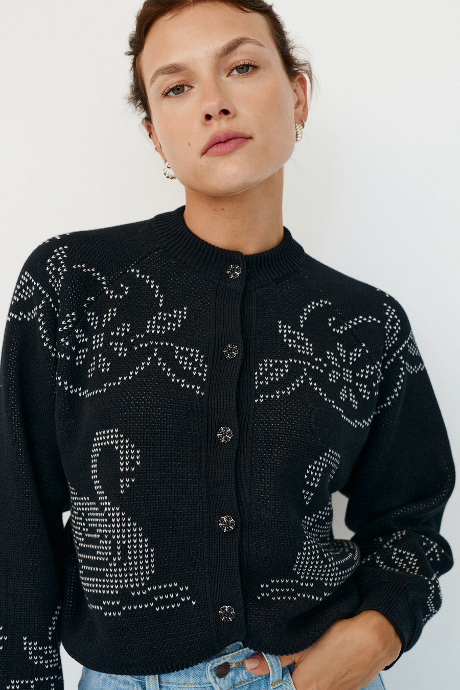 Cardigan in organic cotton / 16 / 27 / black swan