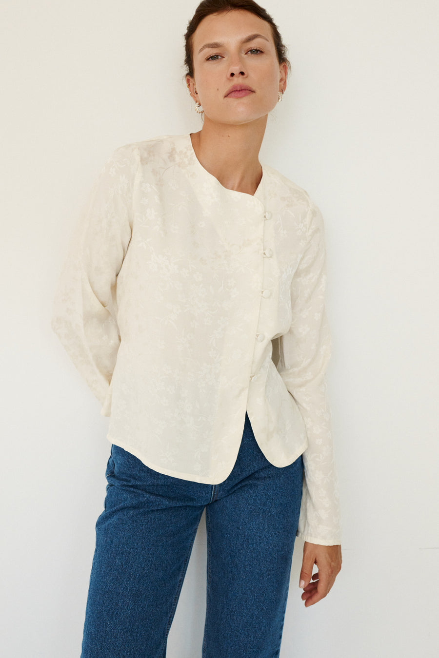 Shirt in viscose / 12 / 36 / pearl white