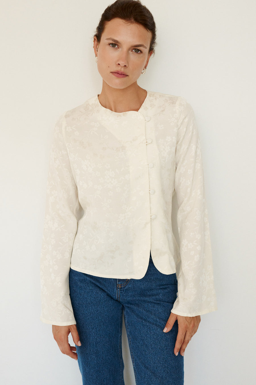 Shirt in viscose / 12 / 36 / pearl white