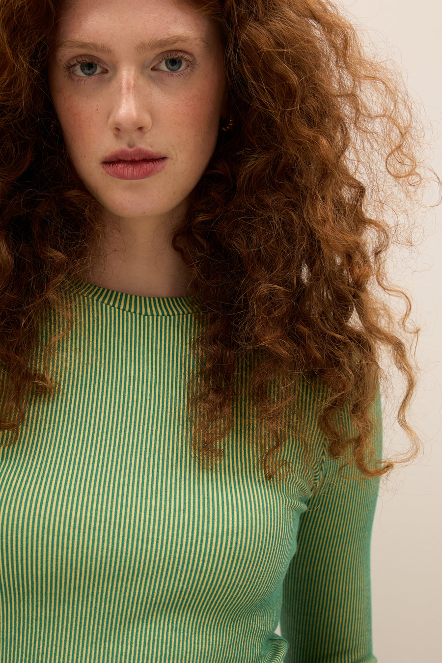 Longsleeve in cotton / 14 / 23 / green stripes