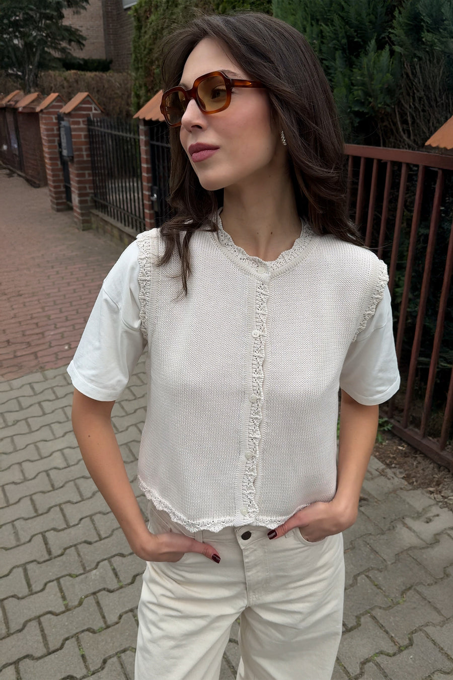 Vest in organic cotton / 22 / 01 / cream white