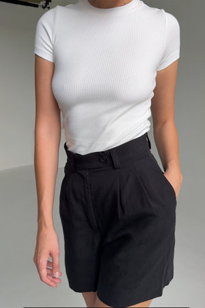 Shorts in Tencel™ & linen / 09 / 12 / onyx black