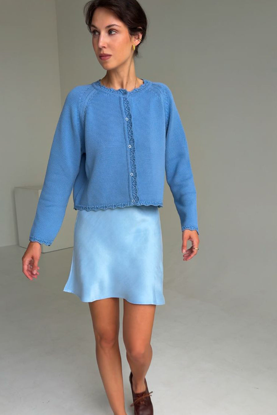 Cardigan in organic cotton / 16 / 18 / deep ocean