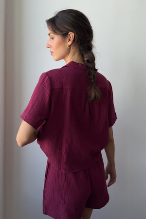 Shirt in cotton muslin / 12 / 01 / dark raspberry