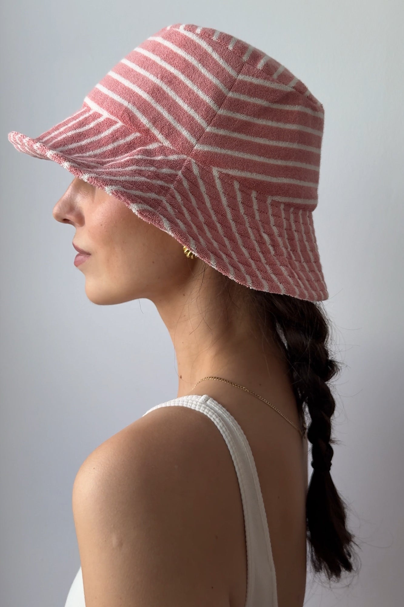 Terry cotton bucket hat / 21 / 09 / coral stripes
