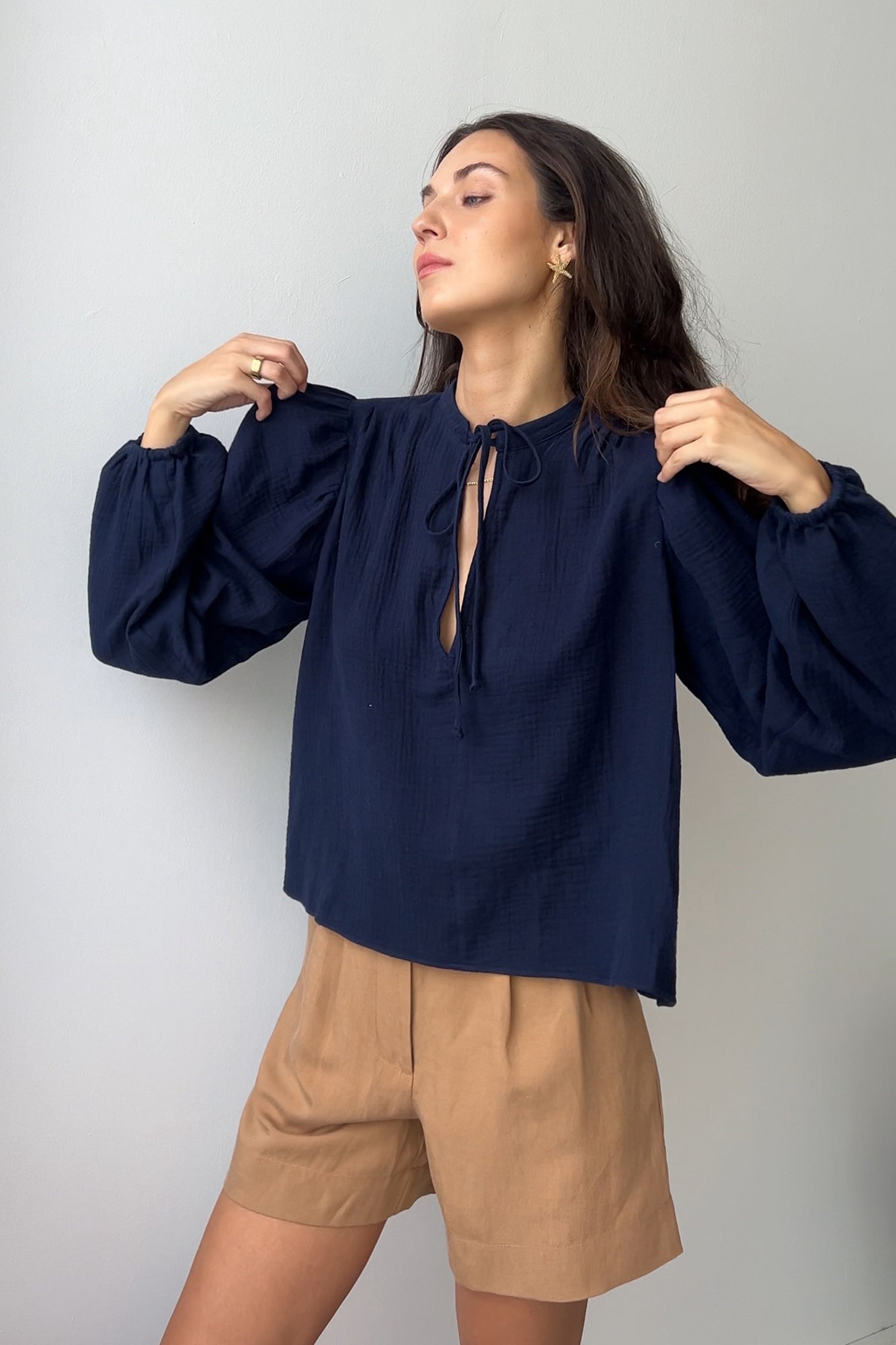 Muslin shirt / 12 / 13 / night blue