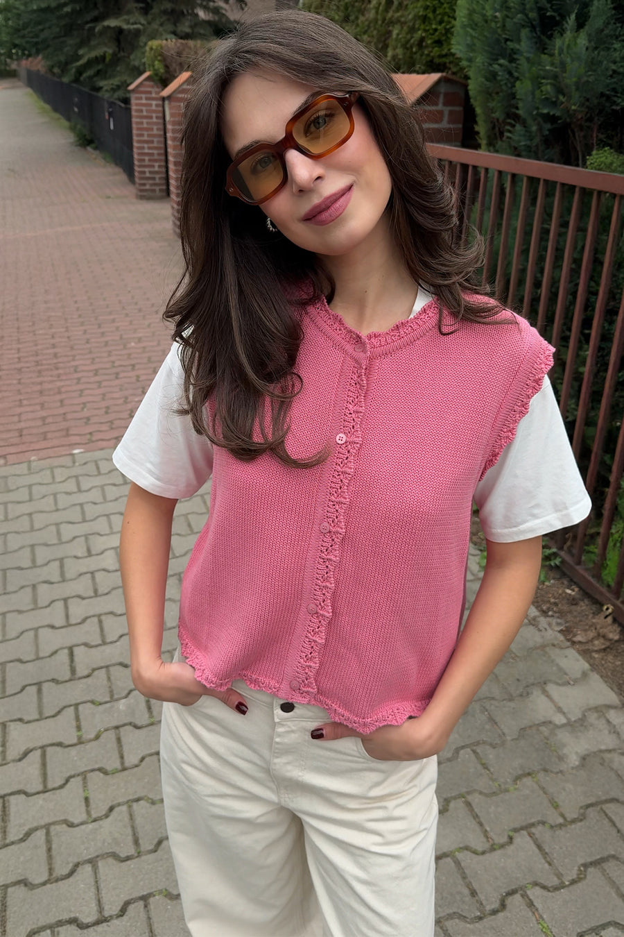 Vest in organic cotton / 22 / 01 / raspberry pink