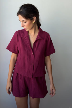 Shirt in cotton muslin / 12 / 01 / dark raspberry