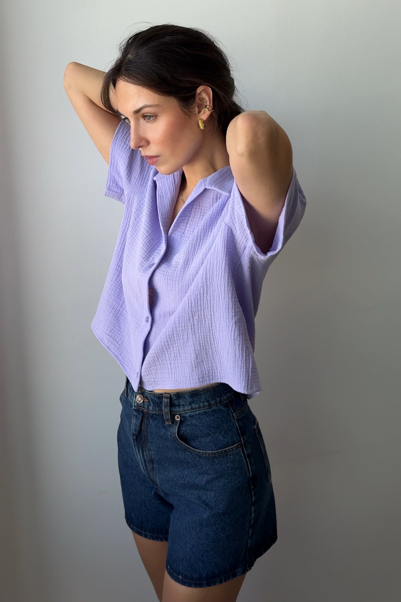 Shirt in cotton muslin / 12 / 01 / vibrant lilac