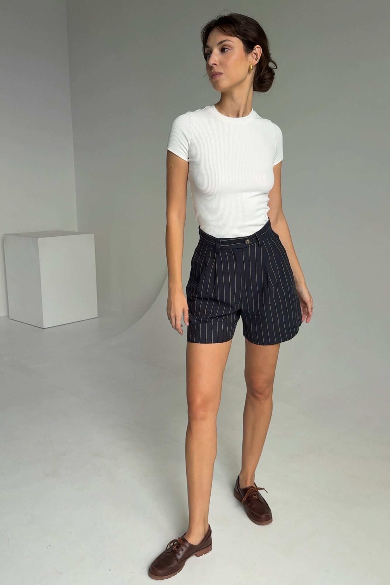 Shorts in cotton & viscose blend / 09 / 12 / night blue
