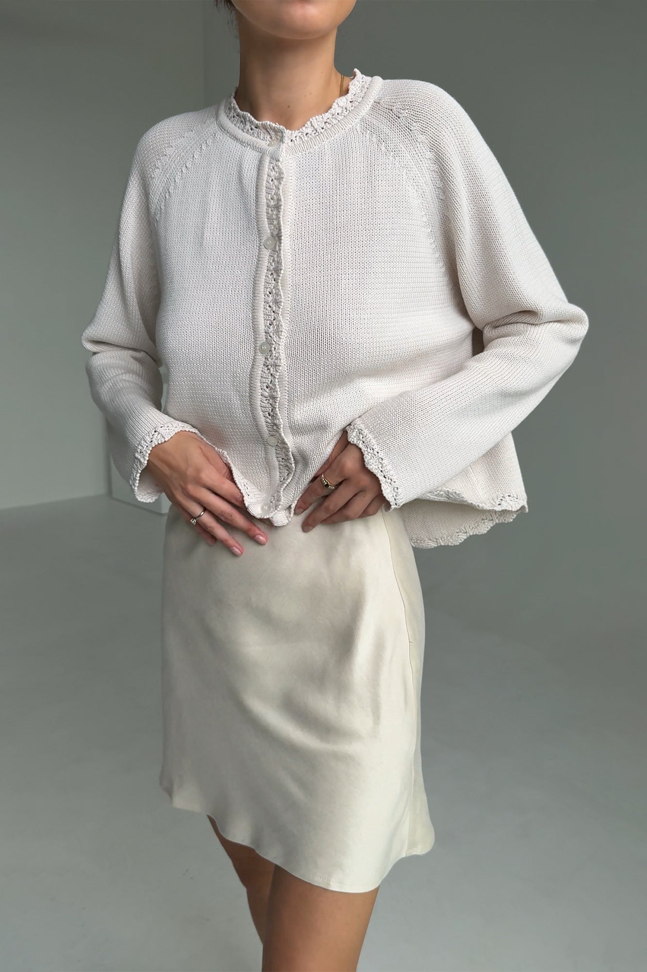 Skirt in viscose & lyocell blend / 07 / 16 / pearl white