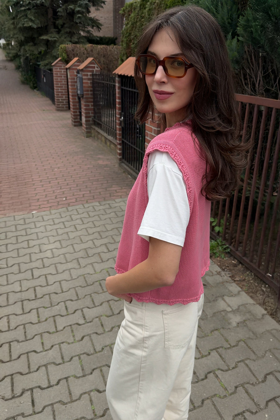 Vest in organic cotton / 22 / 01 / raspberry pink
