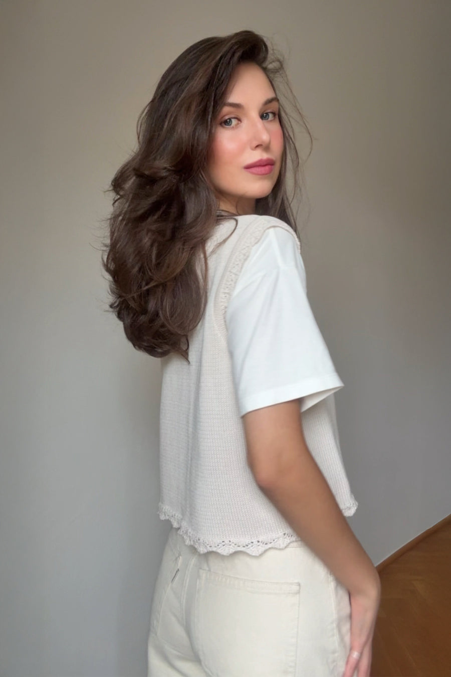 Vest in organic cotton / 22 / 01 / cream white