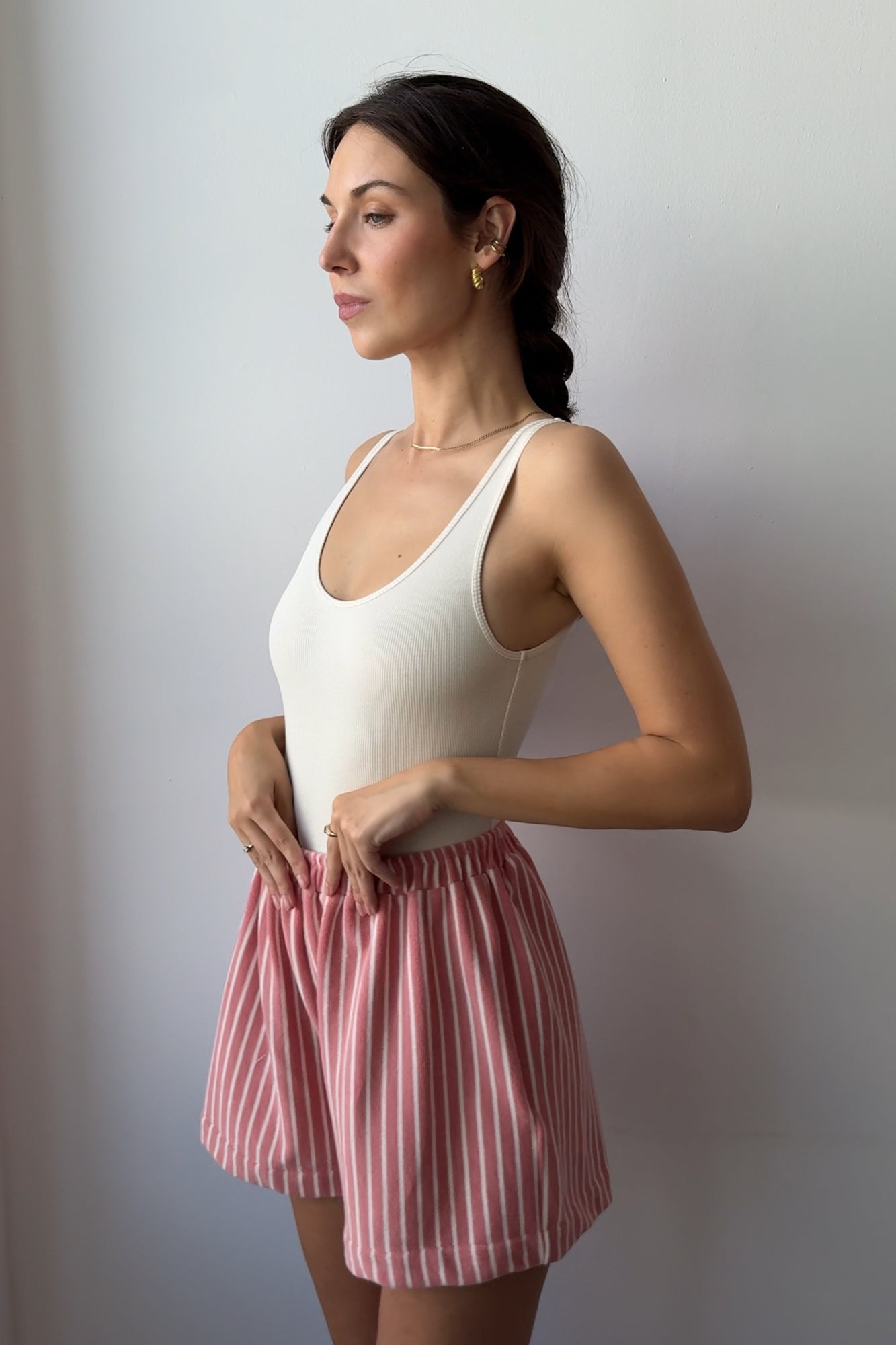 Shorts in cotton / 09 / 08 / coral stripes