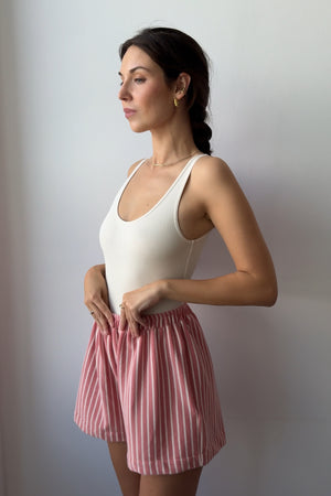 Shorts in cotton / 09 / 08 / coral stripes