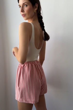Shorts in cotton / 09 / 08 / coral stripes