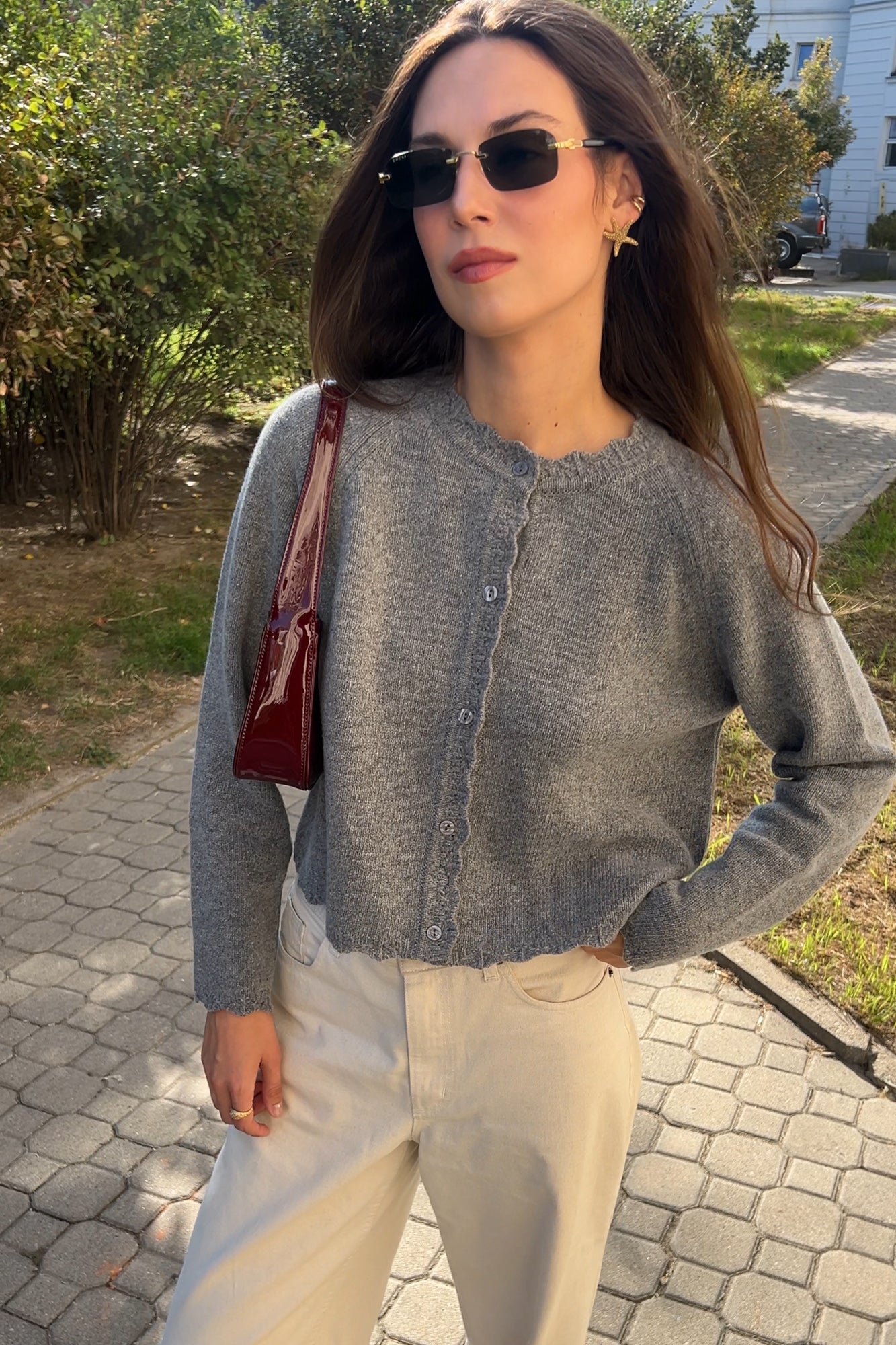 Cardigan in wool / 16 / 15 / mist grey  ?Model is 178cm tall and wears size XS/S?