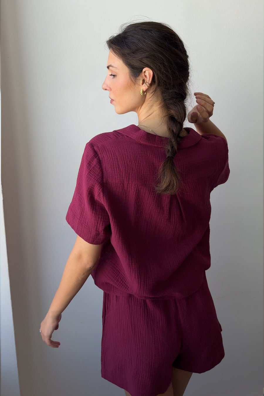 Shirt in cotton muslin / 12 / 01 / dark raspberry