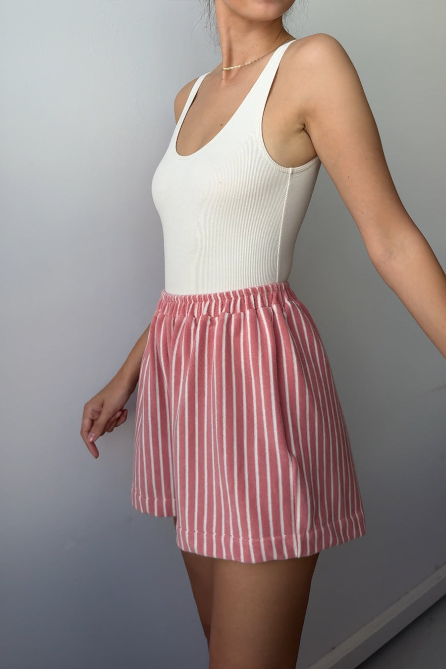 Shorts in cotton / 09 / 08 / coral stripes