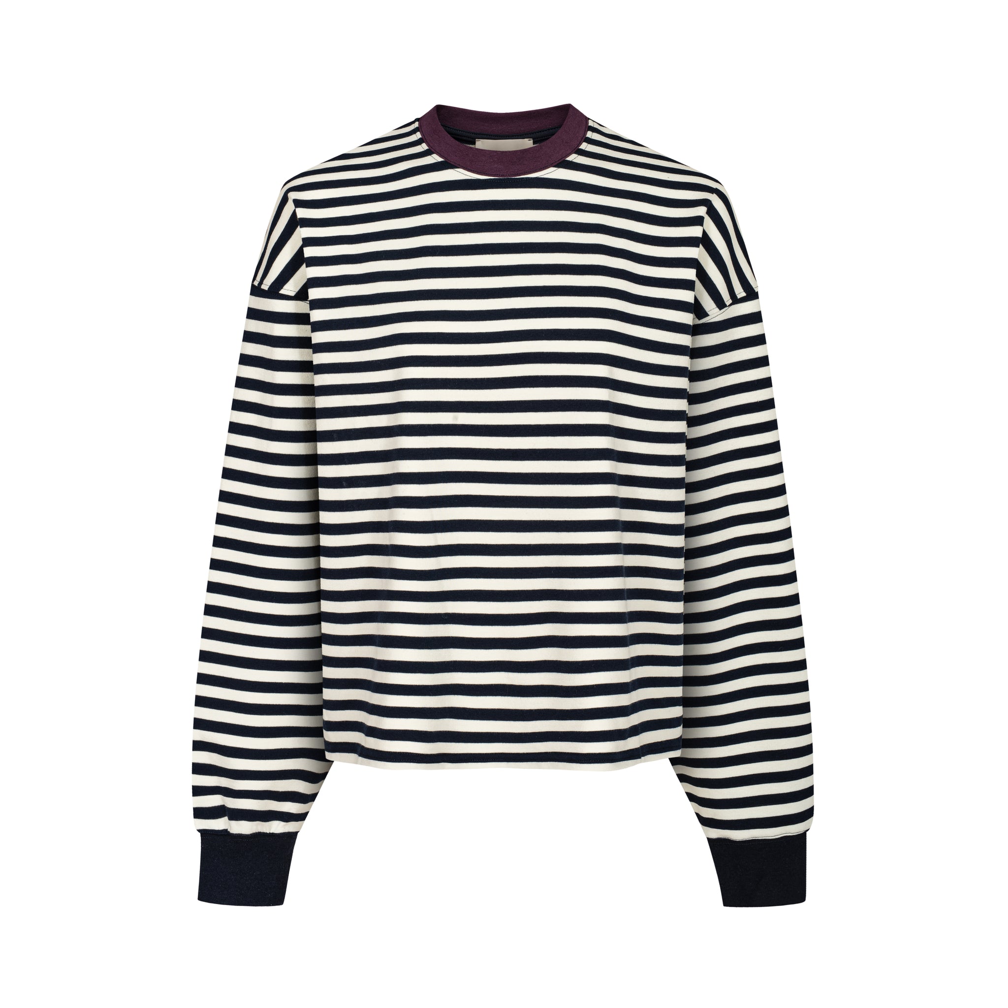 Sweatshirt in cotton / 17 / 22 / breton stripes / plum