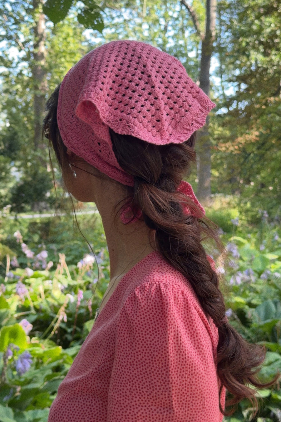 Scarf in organic cotton / 21 / 28 / raspberry pink