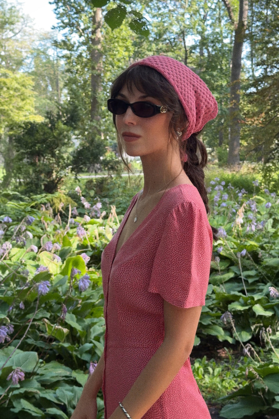 Scarf in organic cotton / 21 / 28 / raspberry pink