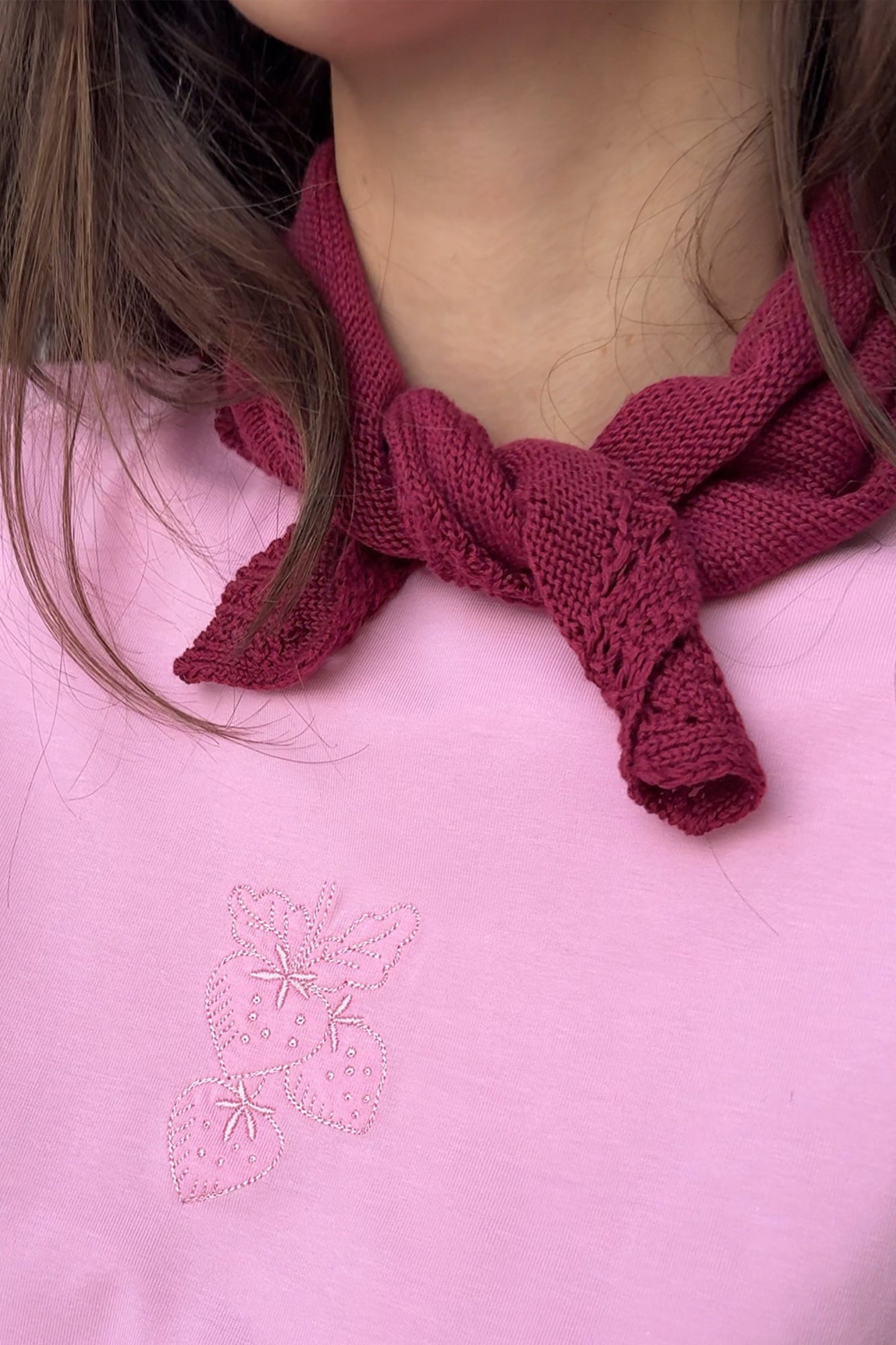 Mini scarf in organic cotton / 21 / 19 / dark raspberry